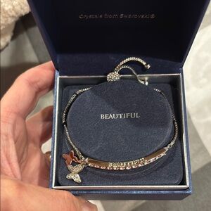 Brilliance Gold Bracelet with Rhinestoned and Sliding Clasp